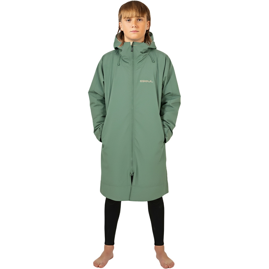 2026 Gul Junior Revorobe Long Sleeve Changing Robe AC0135-C6 - Green / Taupe